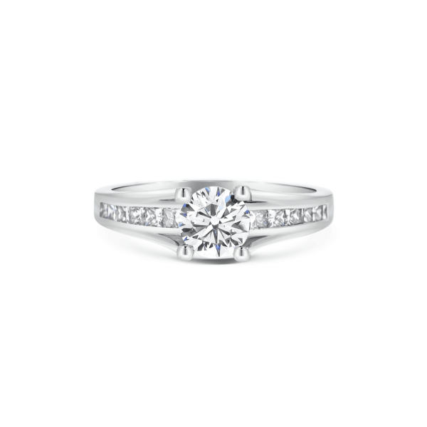 Anastasia Round Channel Set Princess Shoulders Engagement Ring Front View