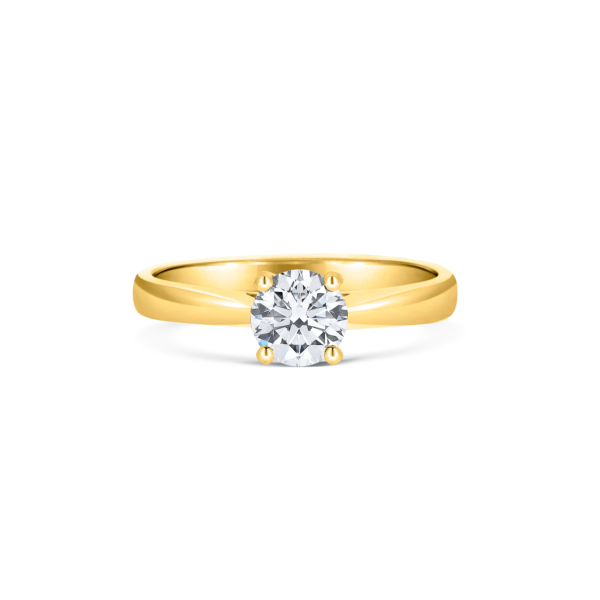 Anna Round Cut Diamond Solitaire Engagement Ring Yellow Front