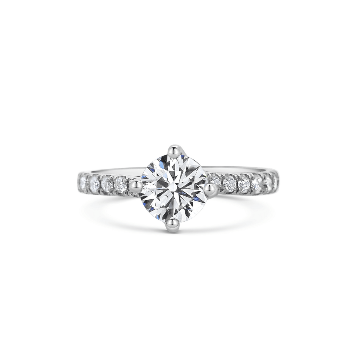 Chloe Round Cut Diamond Twist Engagement Ring Front View
