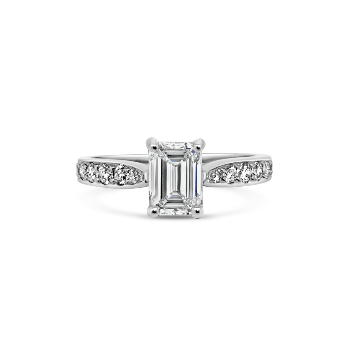 Ella Emerald Diamond Thread Set Engagement Ring Front View