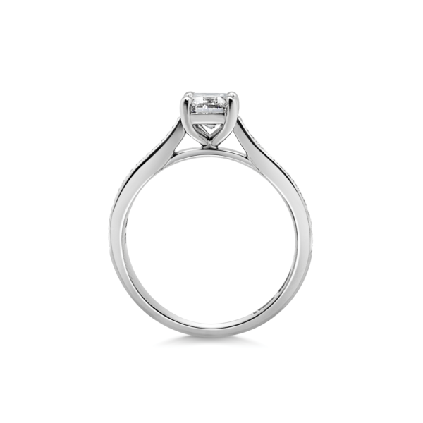Ella Emerald Diamond Thread Set Engagement Ring Side View