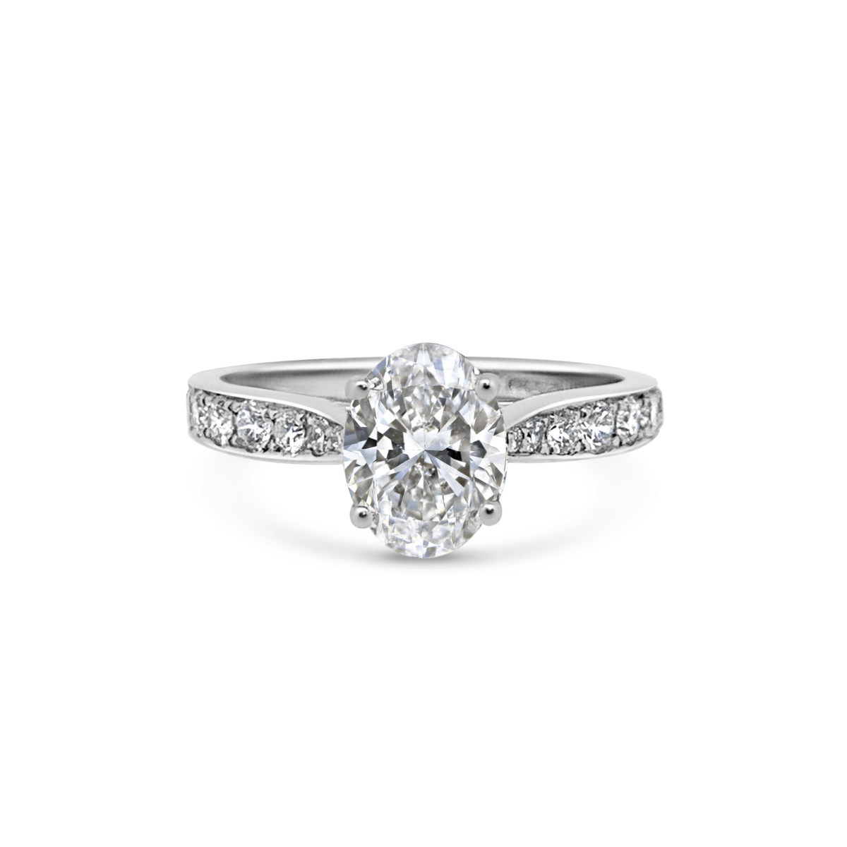 Ella Oval Diamond Thread Set Engagement Ring Front View
