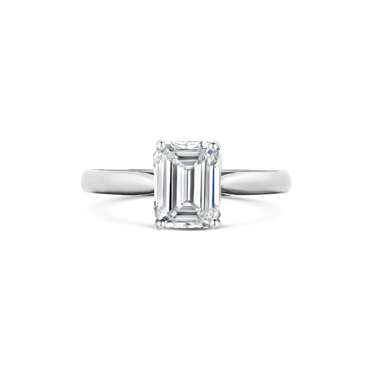 Emele Emerald Solitaire Diamond Engagement Ring Front View