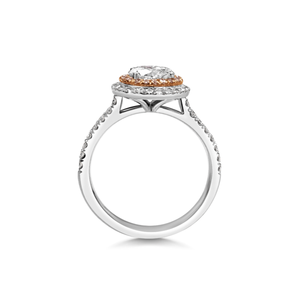Fara Round Cut Diamond Pink Diamond Double Halo Microset Engagement Ring Side View