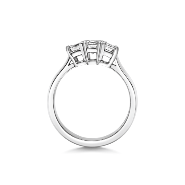 Ismay Emerald Diamond Three Stone Engagement Ring Side View
