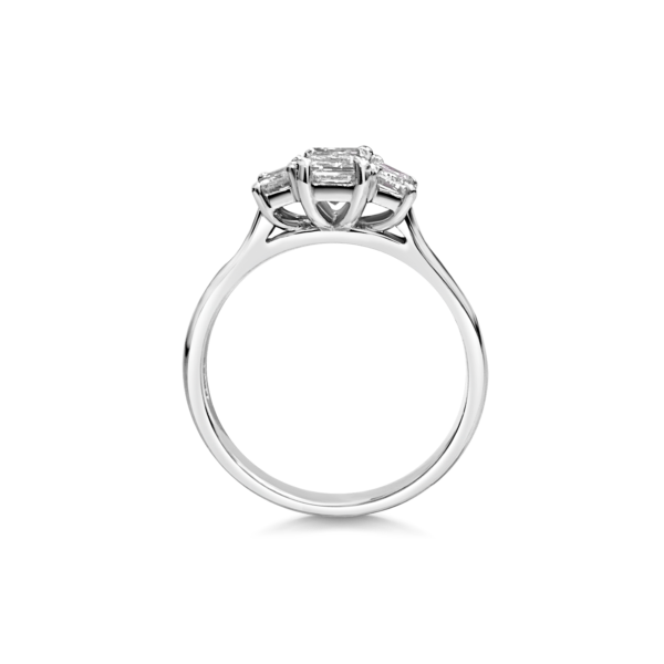 Kate Emerald Cut Diamond Three Stone Engagement Ring Side View