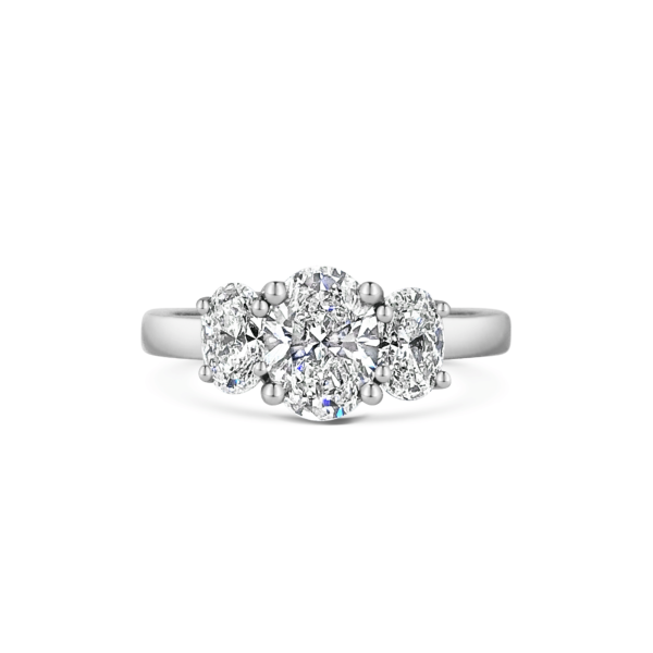 Kate Oval Cut Diamond Three Stone Engagement Ring Front View