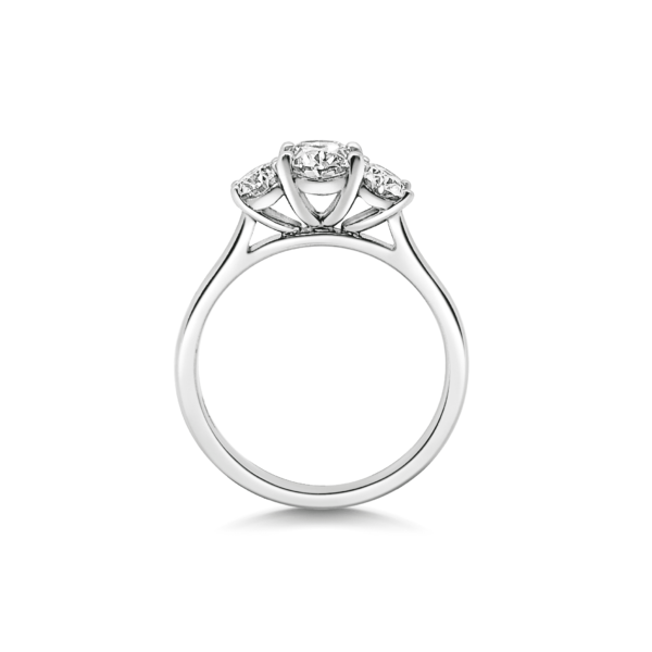 Kate Oval Cut Diamond Three Stone Engagement Ring Side View