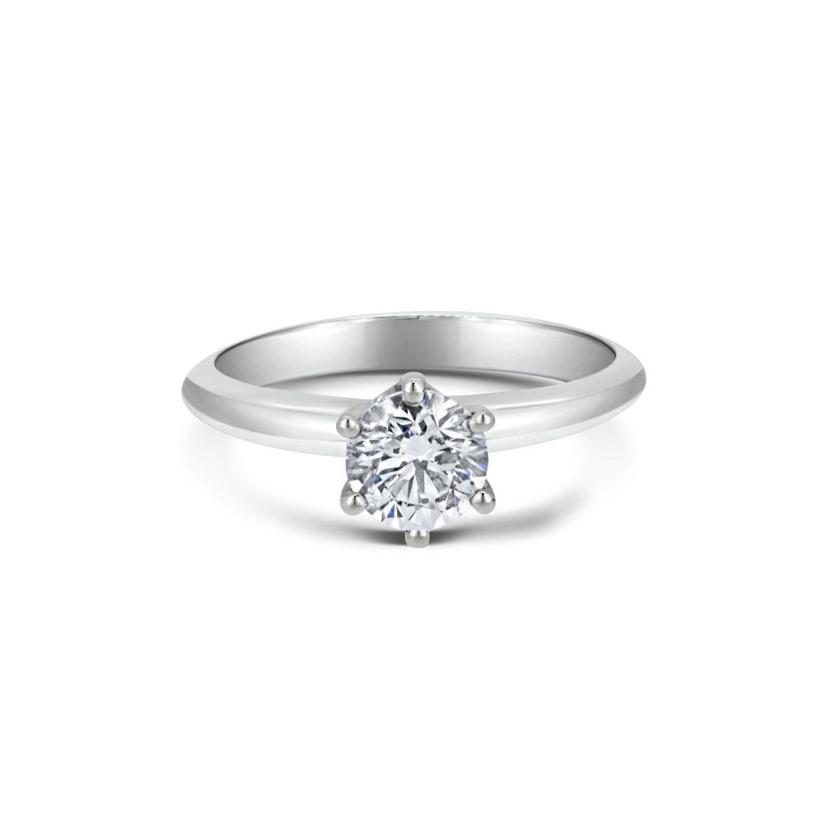 Rose Round Cut Diamond Six Claw Solitaire Engagement Ring