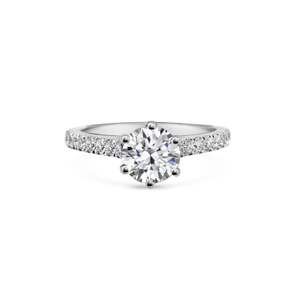 Dani Diamond Six Claw with Microset Shoulders Engagement Ring Front View