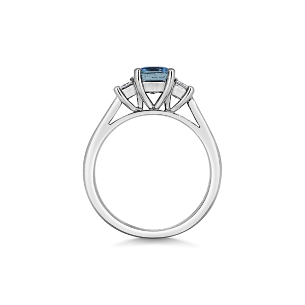 Savvy Emerald Sapphire Three Stone Diamond Engagement Ring Side View