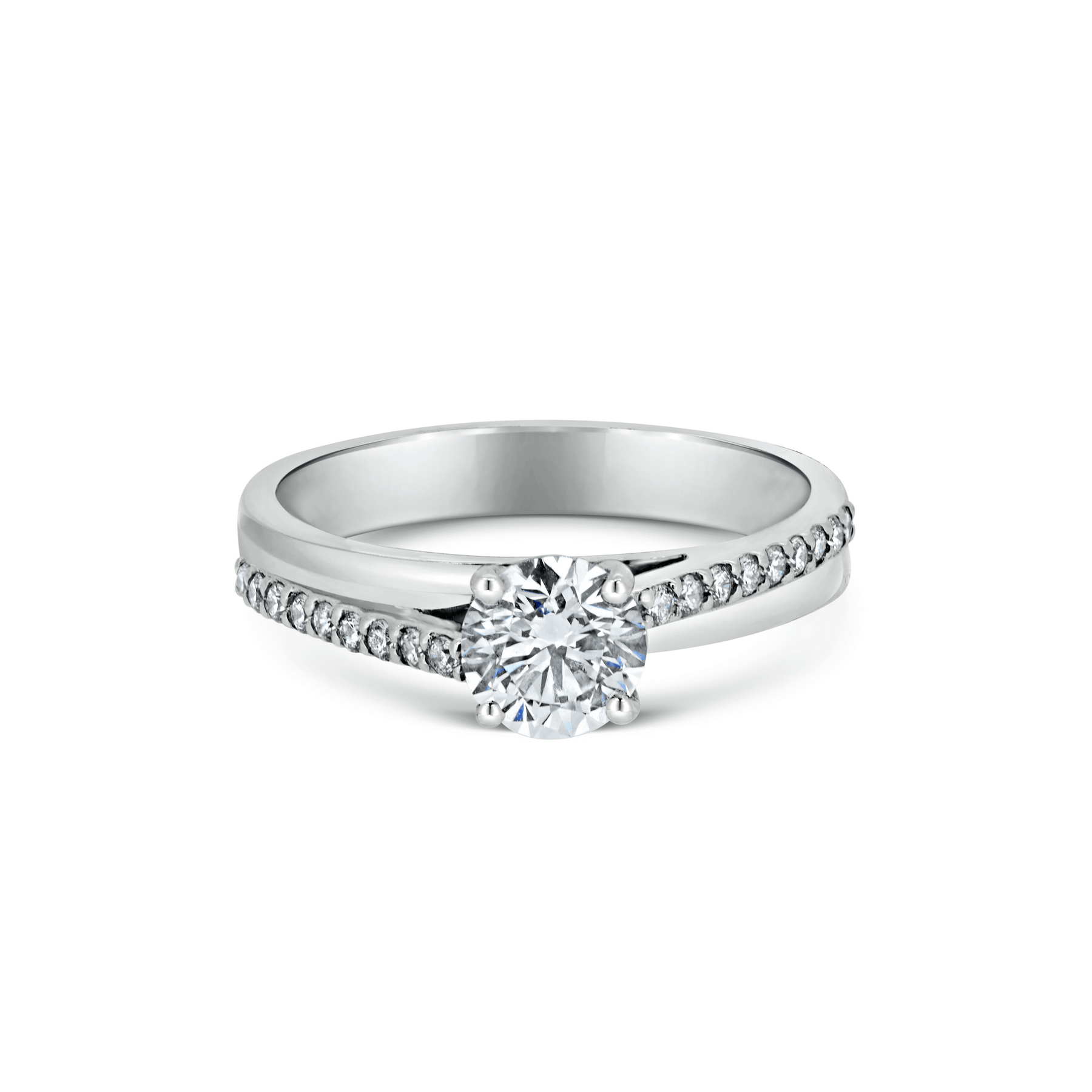 Sephora Round Cut Diamond Microset Shoulder Engagement Ring Alan Bick