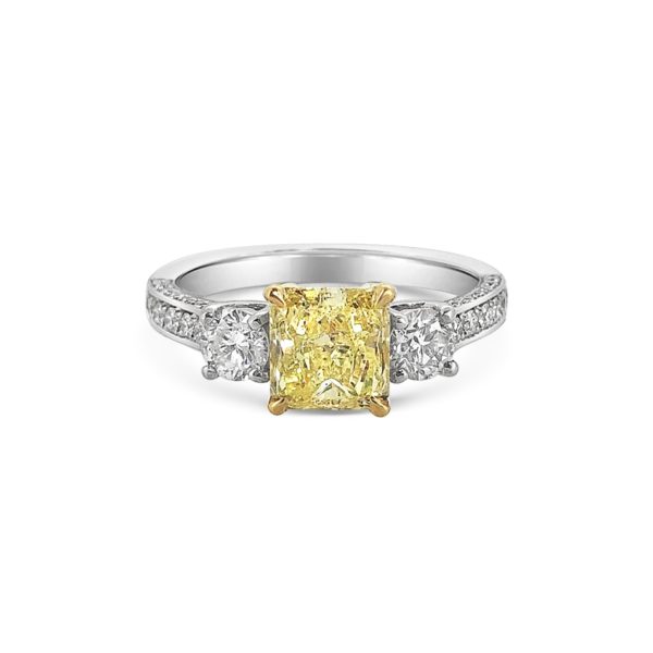 Layla Cushion Cut Natural Fancy Intense Yellow Diamond Engagement Ring
