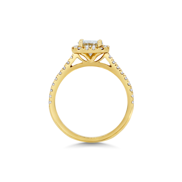 Alise Radiant Cut Diamond Halo Microset Engagement Ring Side View