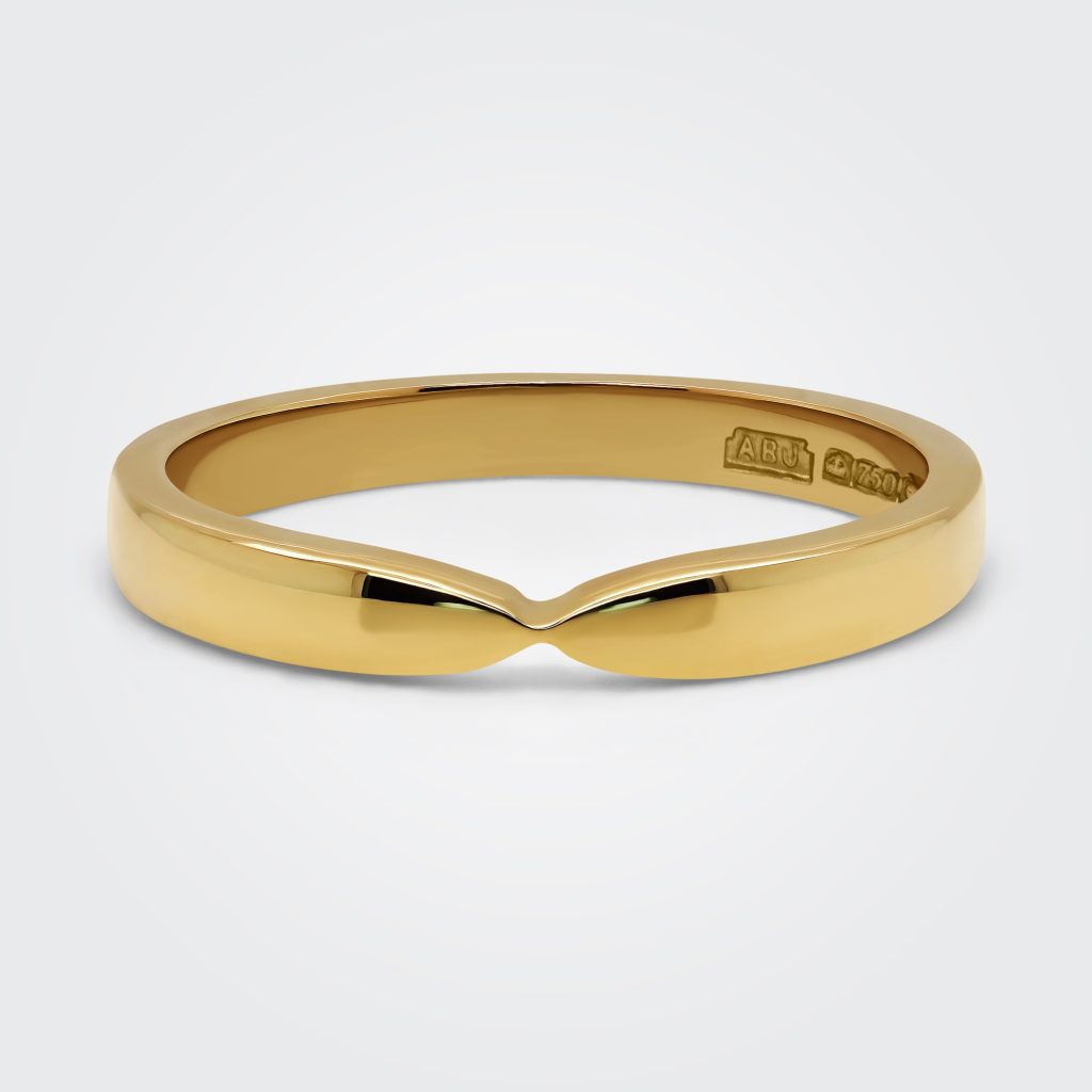 Ariana Pinched Design 2.5mm 18ct Yellow Gold Wedding Band - Alan Bick