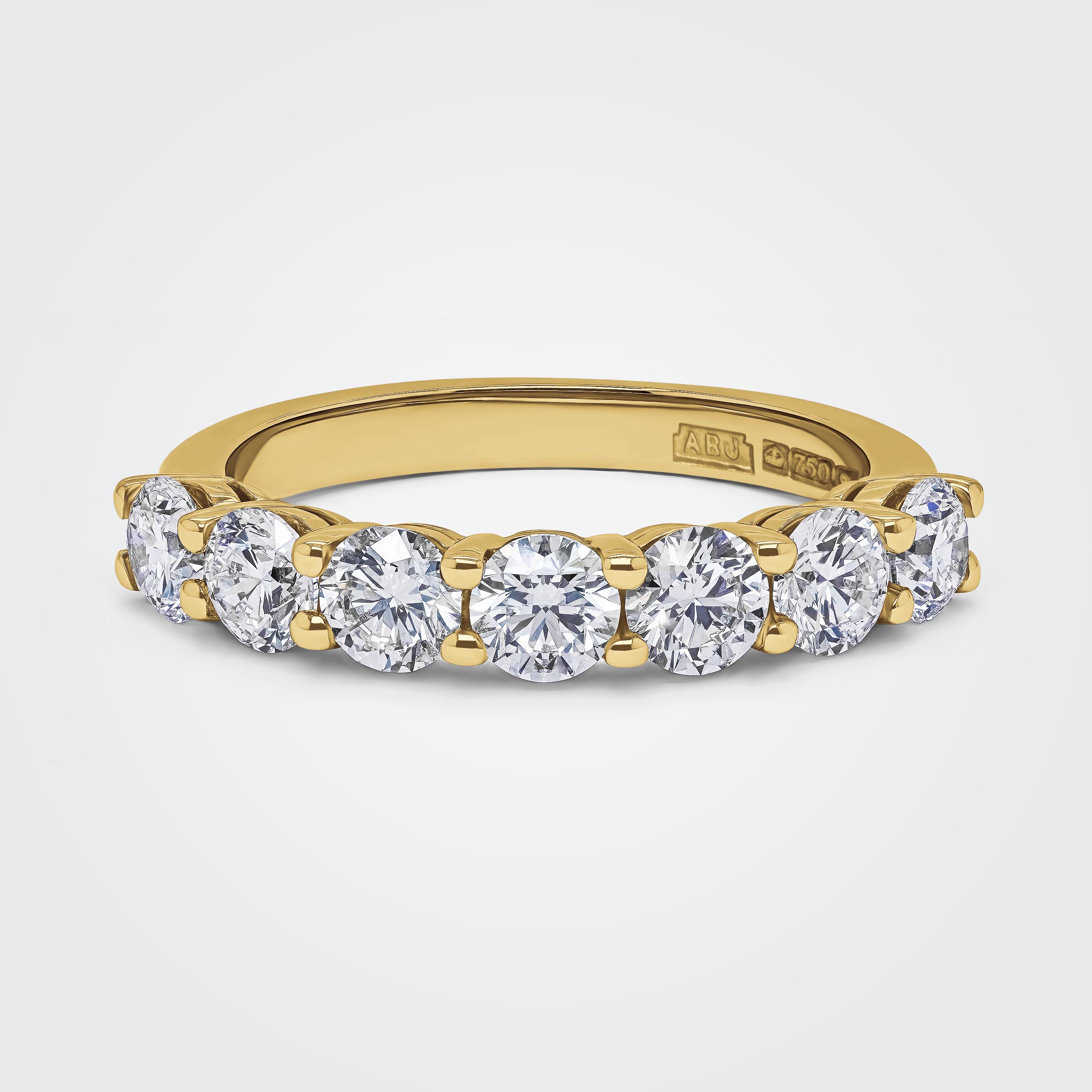 Fau Round Brilliant Cut Diamonds 7 Stone 1.50ct Eternity 18ct Yellow Gold Ring
