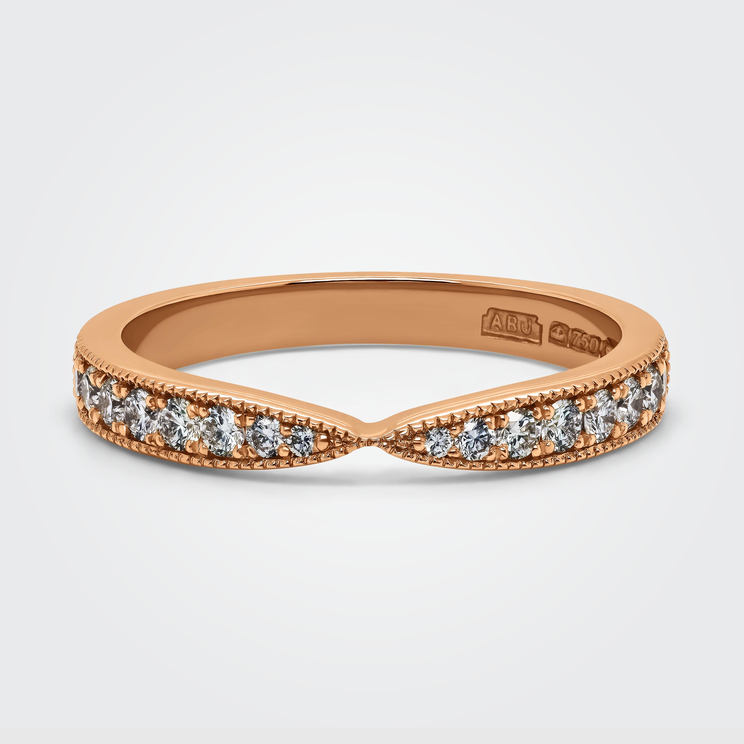 Ariana Brilliant Round Cut Diamonds Thread Set Pinched Design 18ct Yellow Gold Eternity Ring