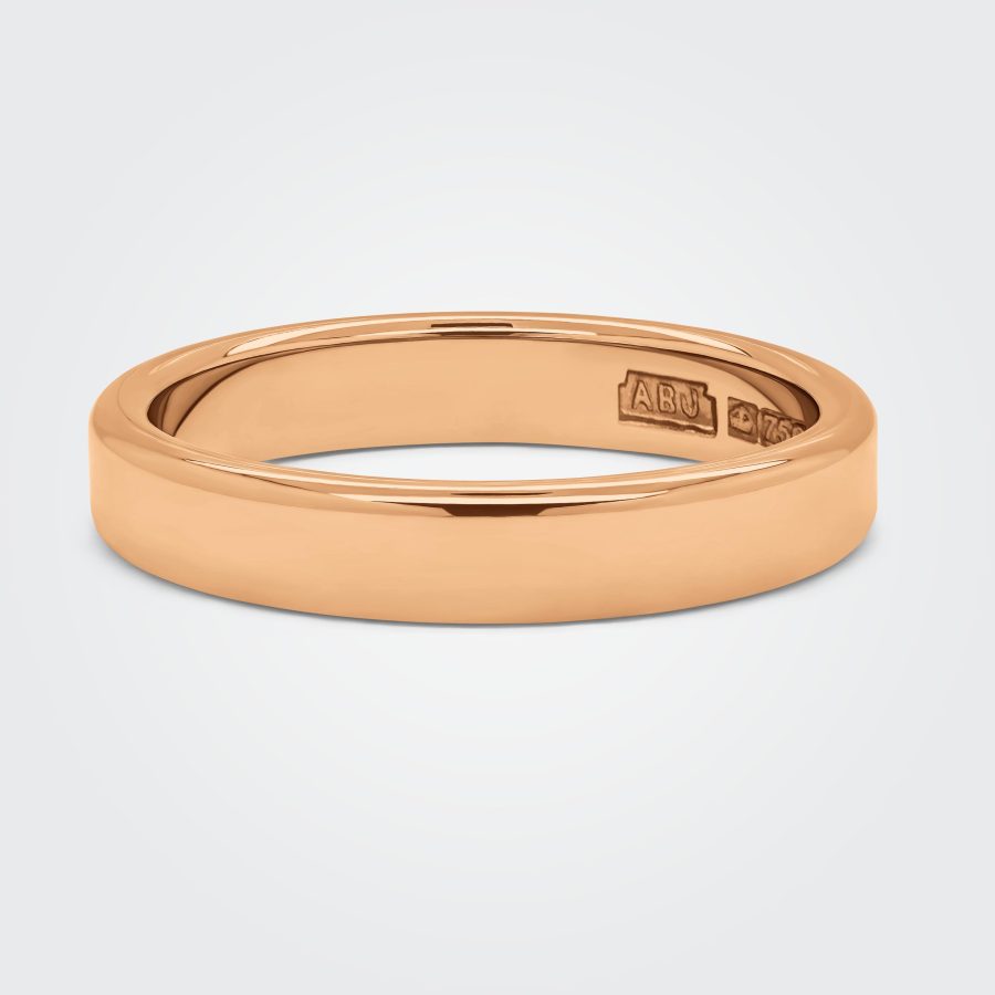 Flat Rounded Edge Design 4mm 18ct Rose Gold Polished Wedding Band