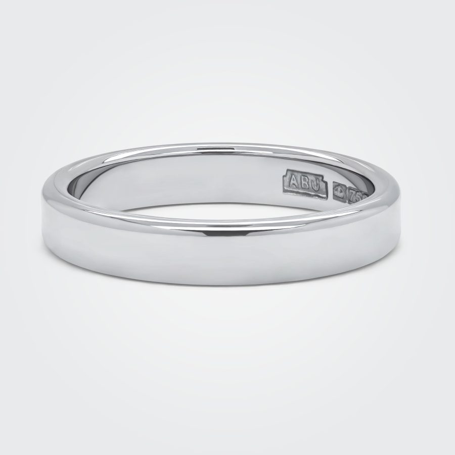 Flat Rounded Edge Design 4mm 18ct White Gold Polished Wedding Band