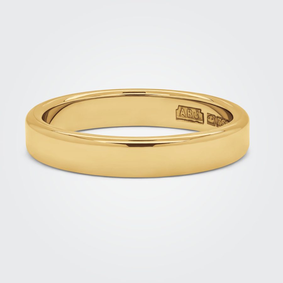 Flat Rounded Edge Design 4mm 18ct Yellow Gold Polished Wedding Band