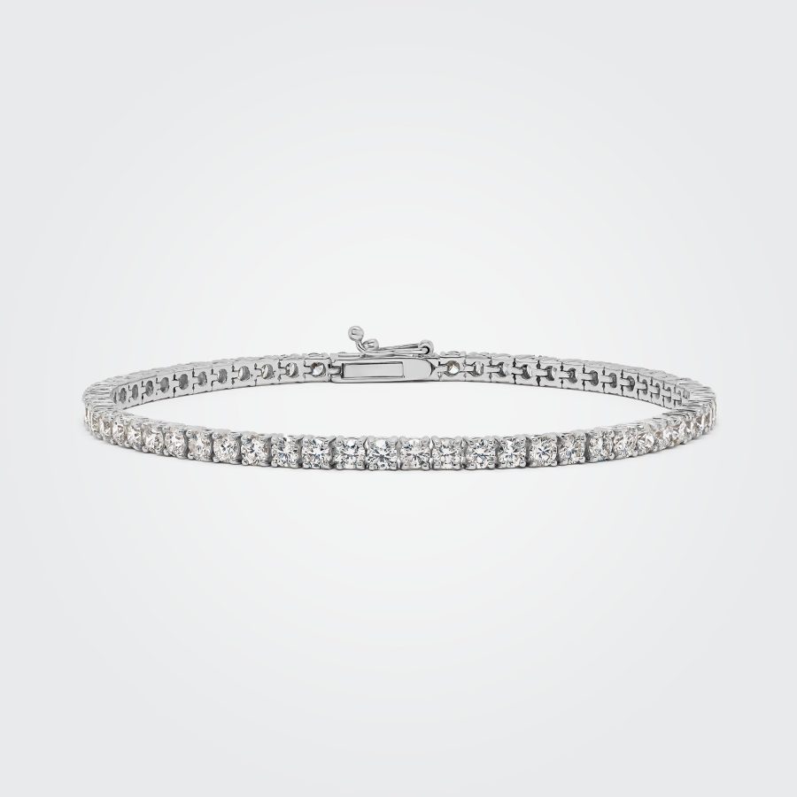 3.00ct Jasmine Lab-Grown Round Diamonds Claw Set 18ct White Gold Tennis Bracelet