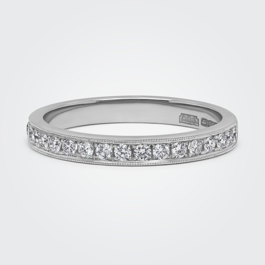 Martina Brilliant Round Cut Diamonds Thread Set Platinum Eternity Ring