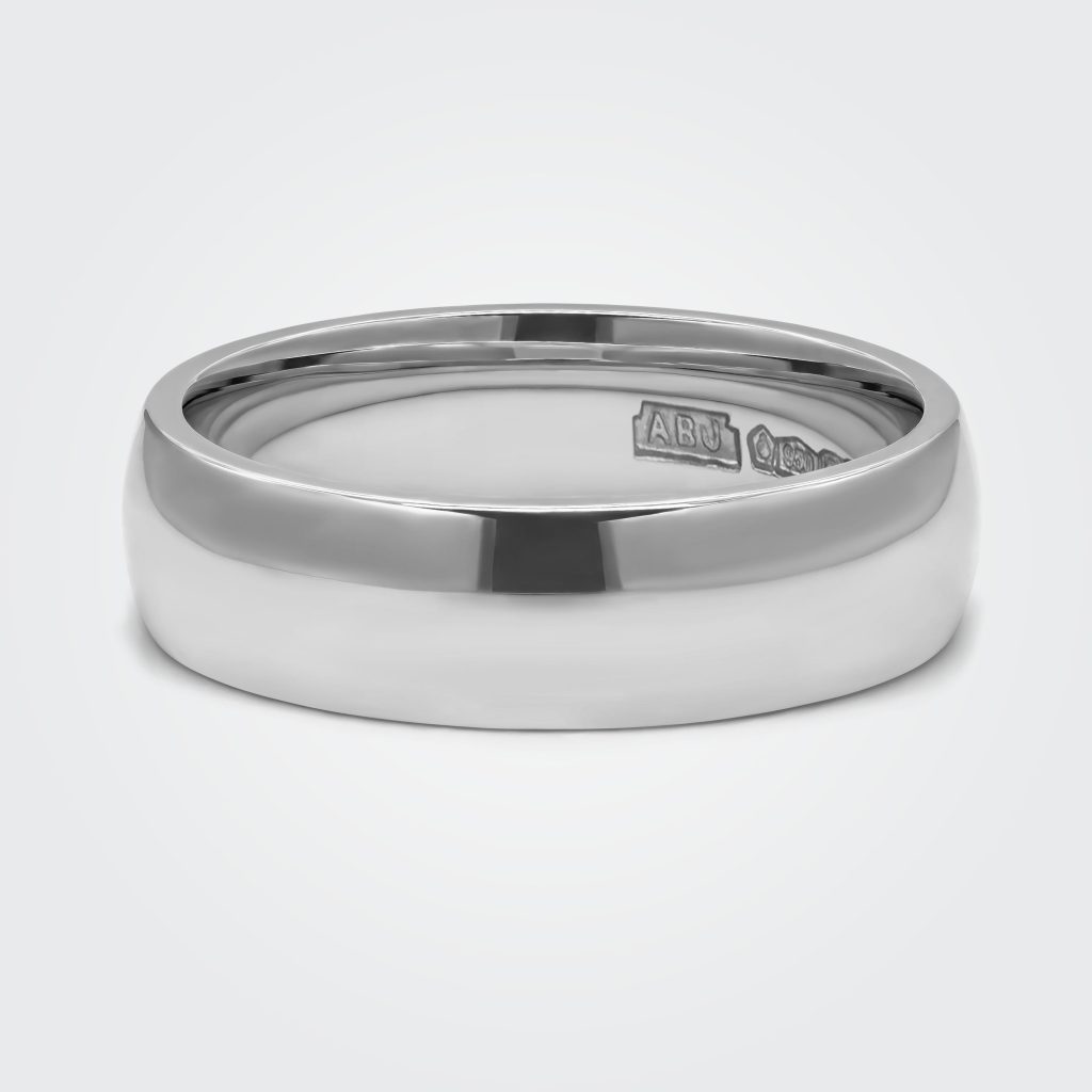 Platinum Wedding Ring - Court Shaped Comfort Fit Band, UK Hallmarked 950 (Widths 2mm-6mm)