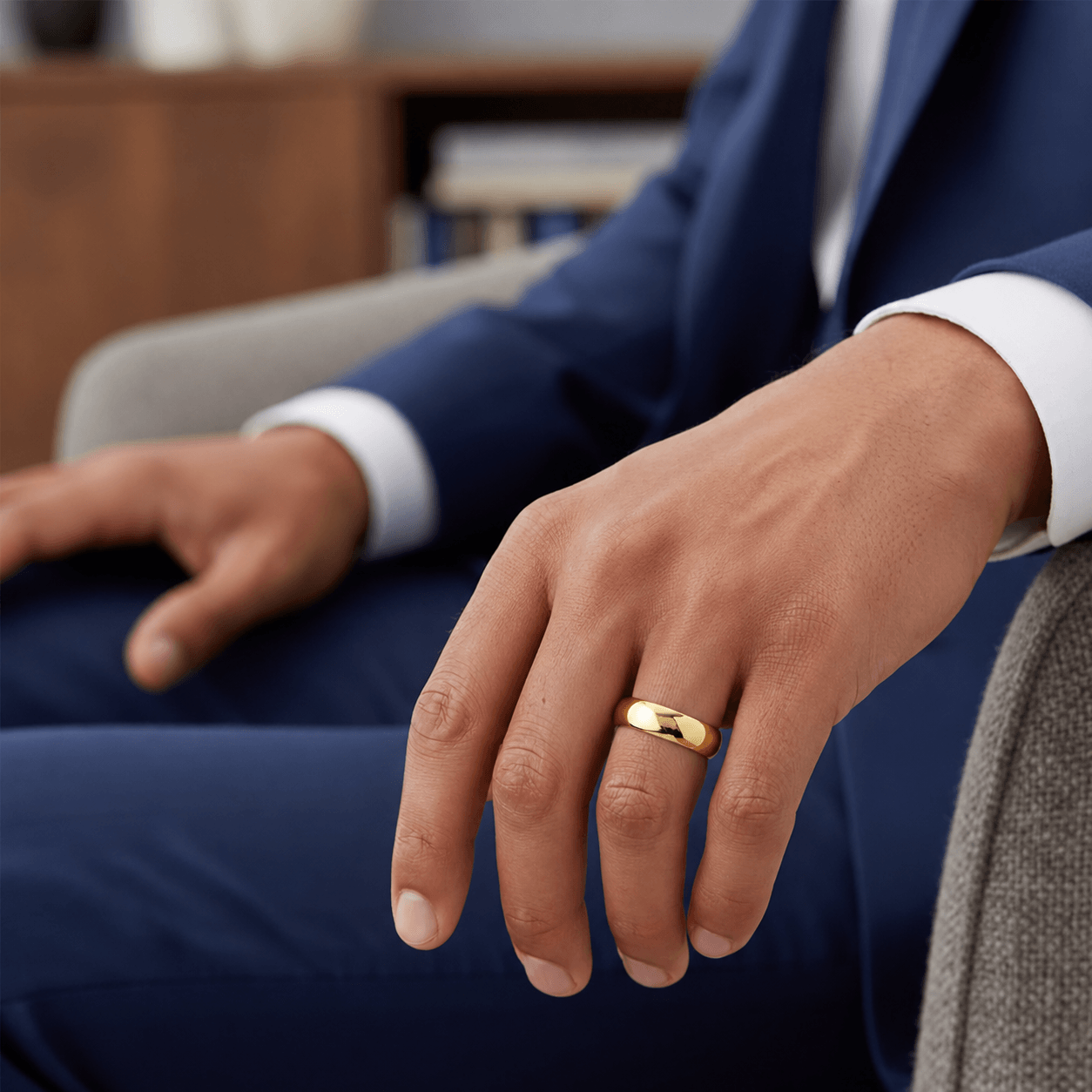 5mm Court Signature Wedding Band 18ct Yellow Gold, bespoke created in our workshops in Hatton Garden London, by Alan Bick