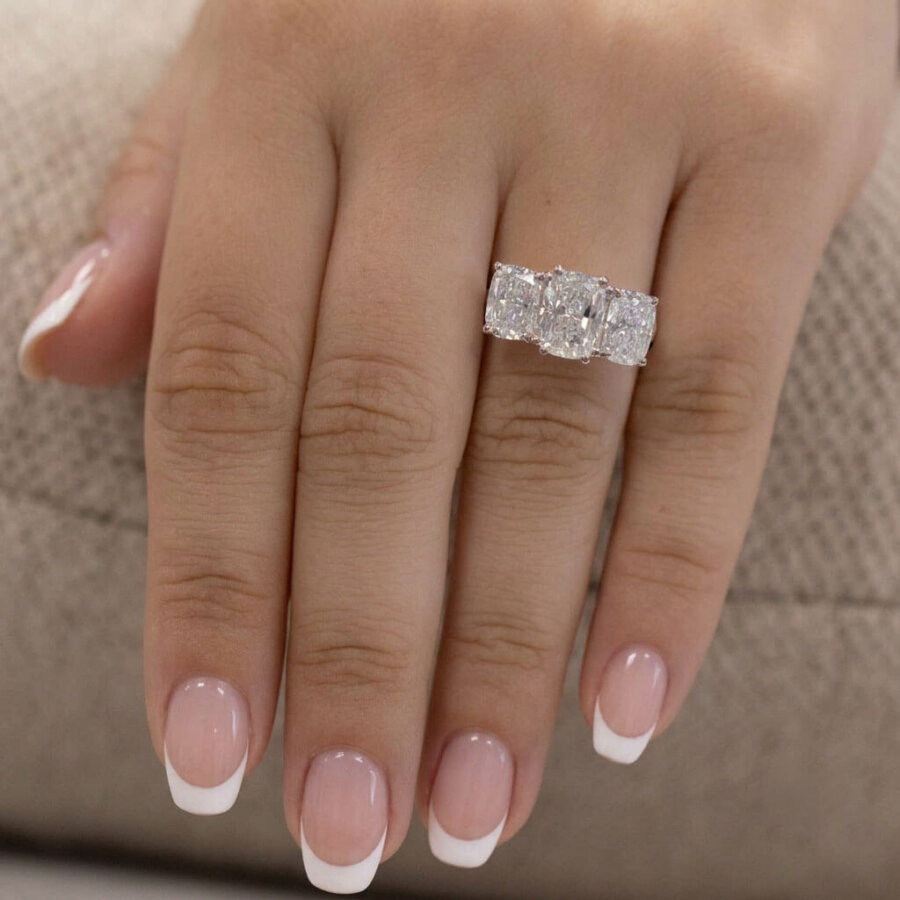 Carol Cushion Engagement Ring, made in Platinum, created in our Hatton Garden London workshops, by Alan Bick. Ready to Ship