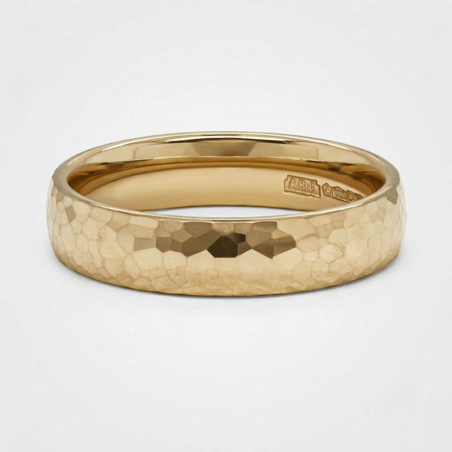 Court 4mm 9ct Yellow Gold Signature Hammered Wedding Band