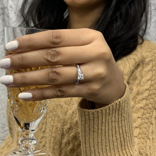 Anastasia Princess Cut Diamond Channel Set Princess Shoulders Engagement Ring