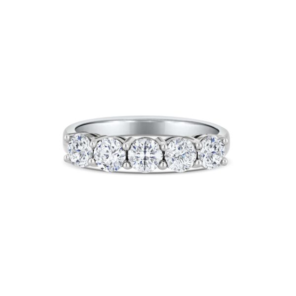 Claudette Round Cut Diamond Five Stone Claw Set Eternity Ring Front View