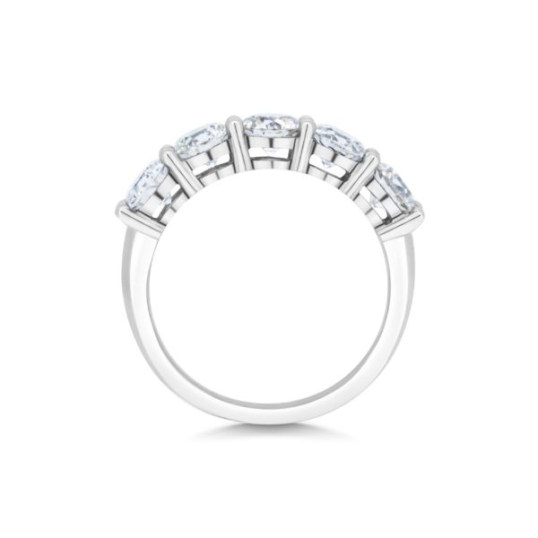 Claudette Round Cut Diamond Five Stone Claw Set Eternity Ring Side View