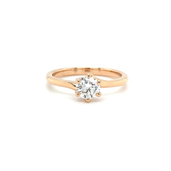 Elena Round Cut Diamond Six Claw Twist Solitaire Engagement Ring