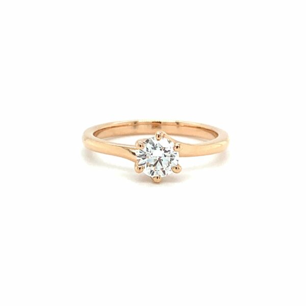 Elena Round Cut Diamond Six Claw Twist Solitaire Engagement Ring Side