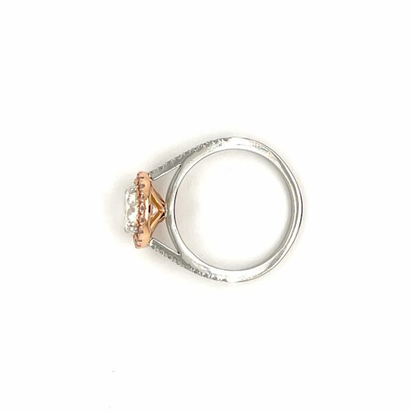 Pandora Round Cut Diamond Pink Diamond Halo Microset Engagement Ring