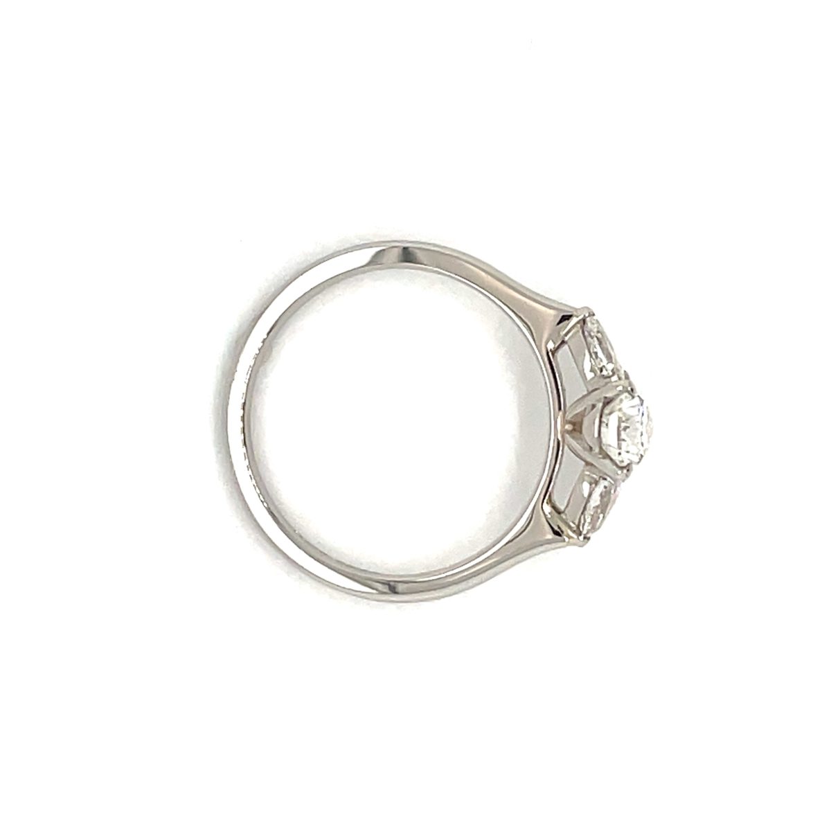 Elsa Pear Cut Diamond Three Stone Pear Engagement Ring Side (3)