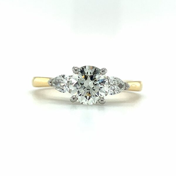 Elsa Round Pear Cut Diamonds Yellow Gold Front Ring