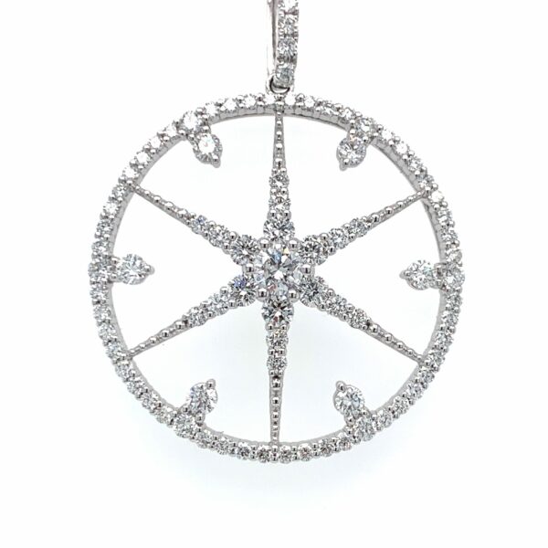 Galina Round Brilliant Cut Diamonds Star Design Necklace Front