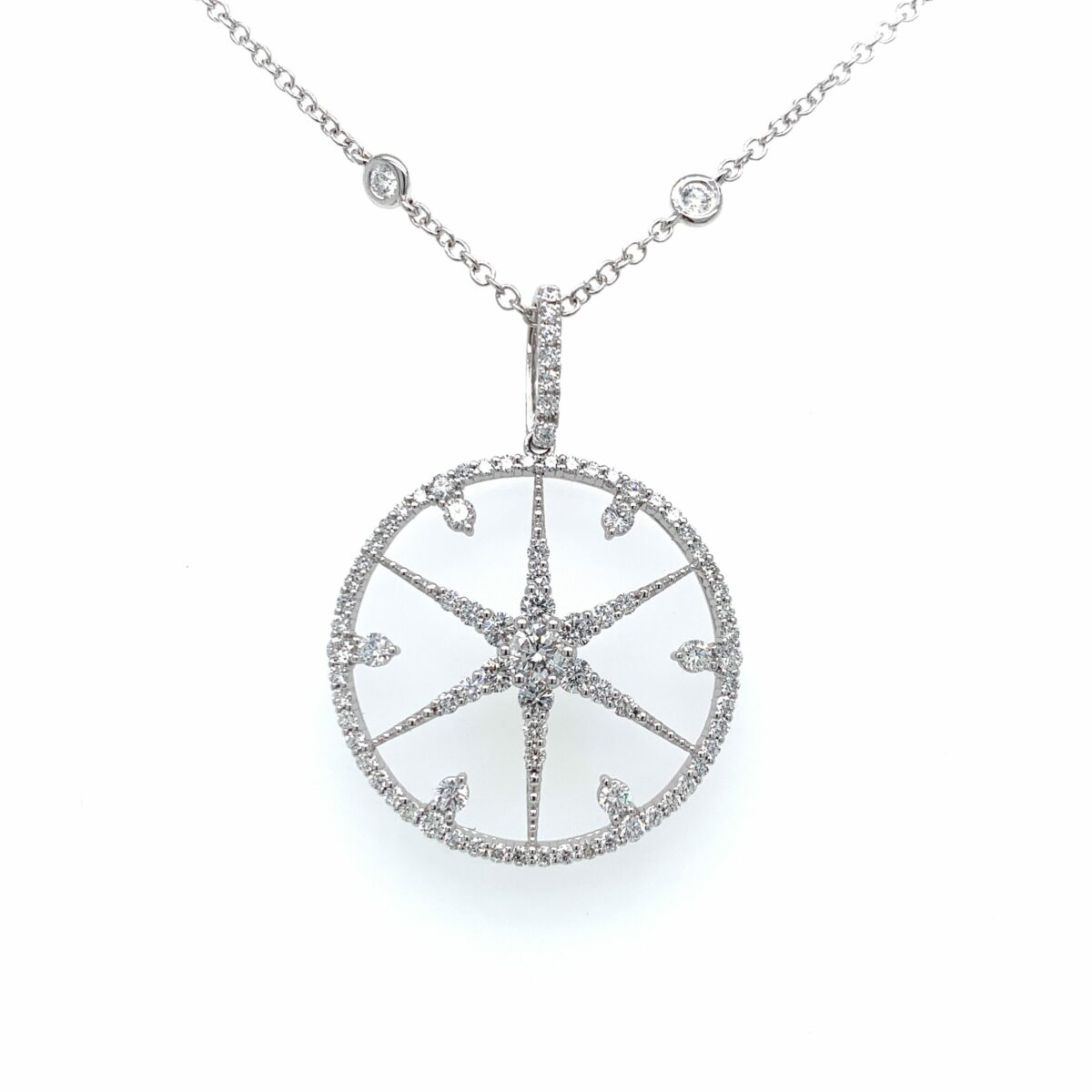 Galina Round Brilliant Cut Diamonds Star Design Necklace
