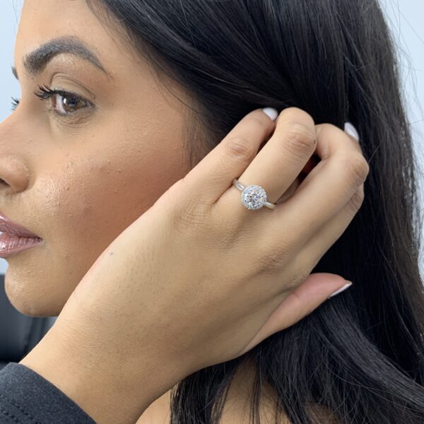 Hailey Round Cut Diamond Halo Microset Engagement Ring